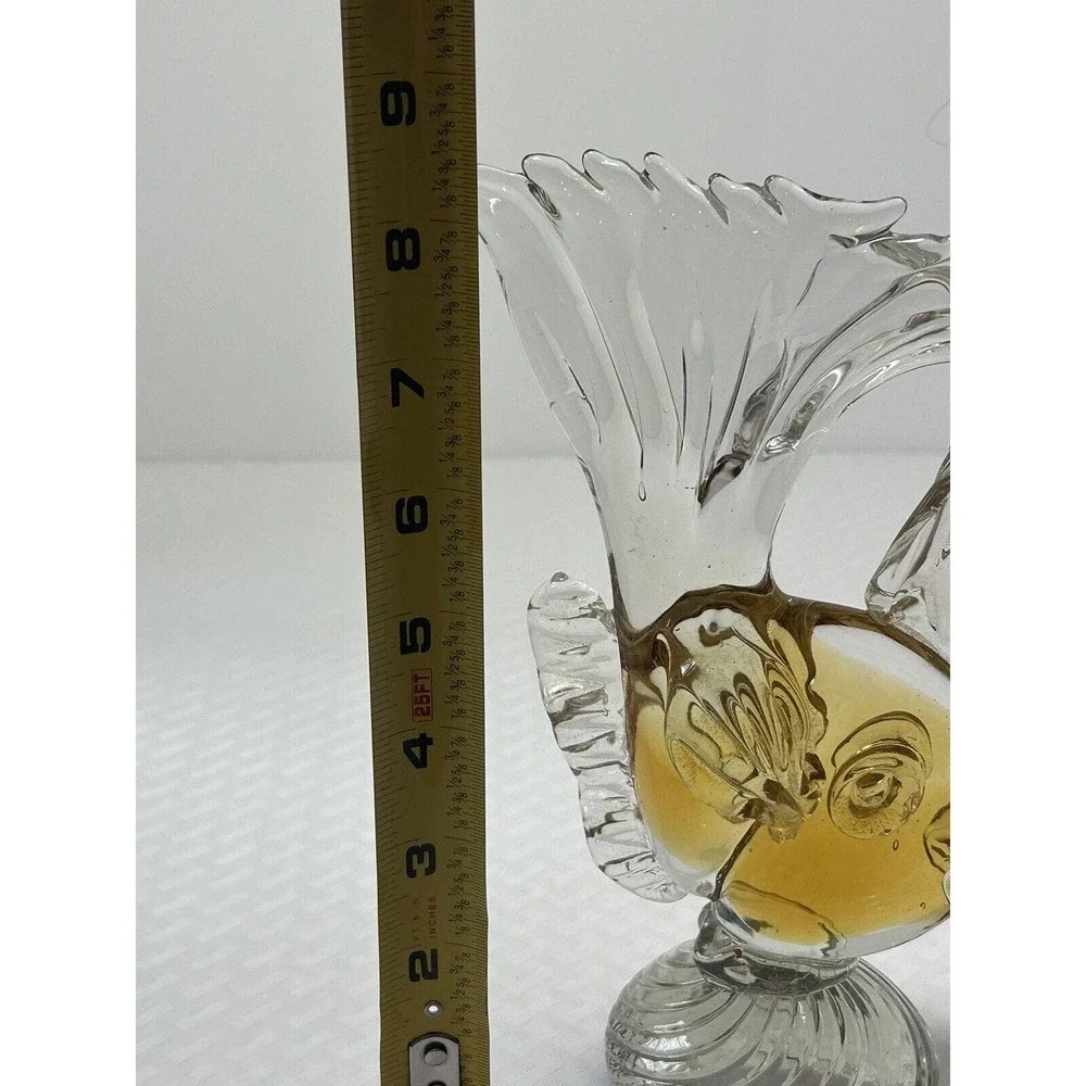VINTAGE‎ ART GLASS GOLD & WHITE FISH FIGURE/STATUE- 8 1/4”